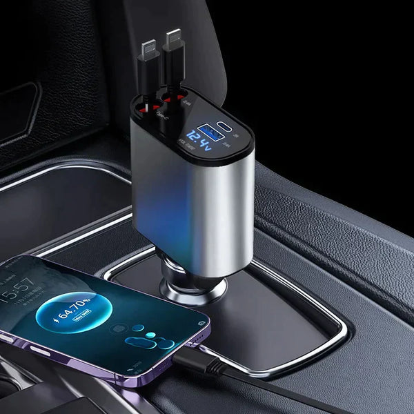 4 in 1 Retractable Charger – Compact, Fast, All-in-One Power Solution
